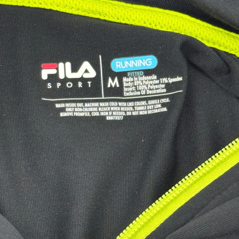 FILA Sport Quarter Zip Shirt Mens M Running Long Sleeve Performance Black - Picture 4 of 8